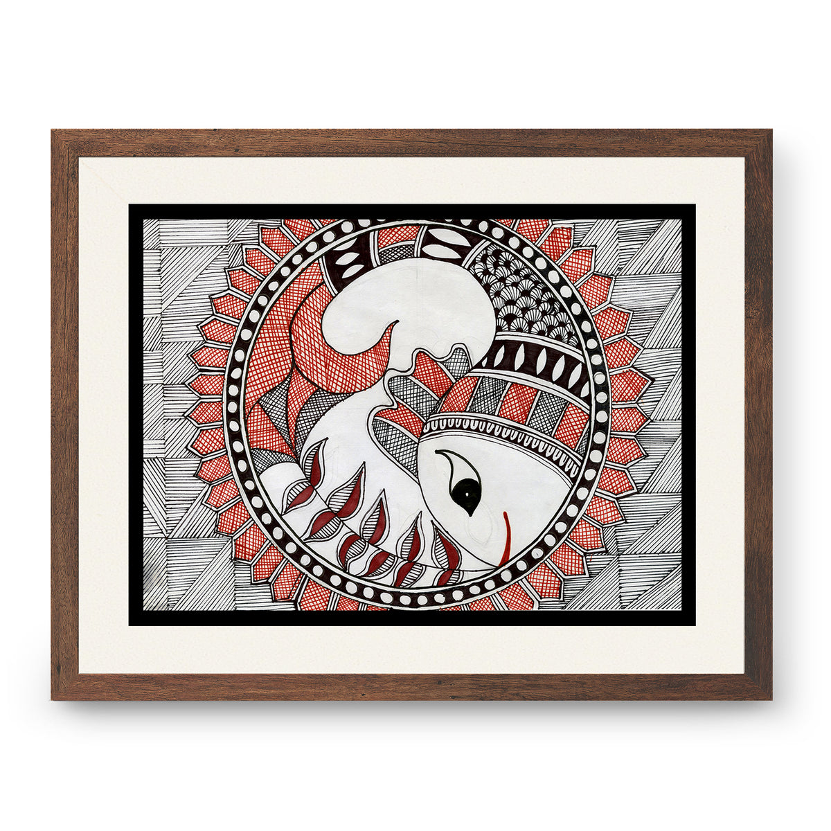 Fish Design in Madhubani Art Hand Painted Affirmation Wall Hanging