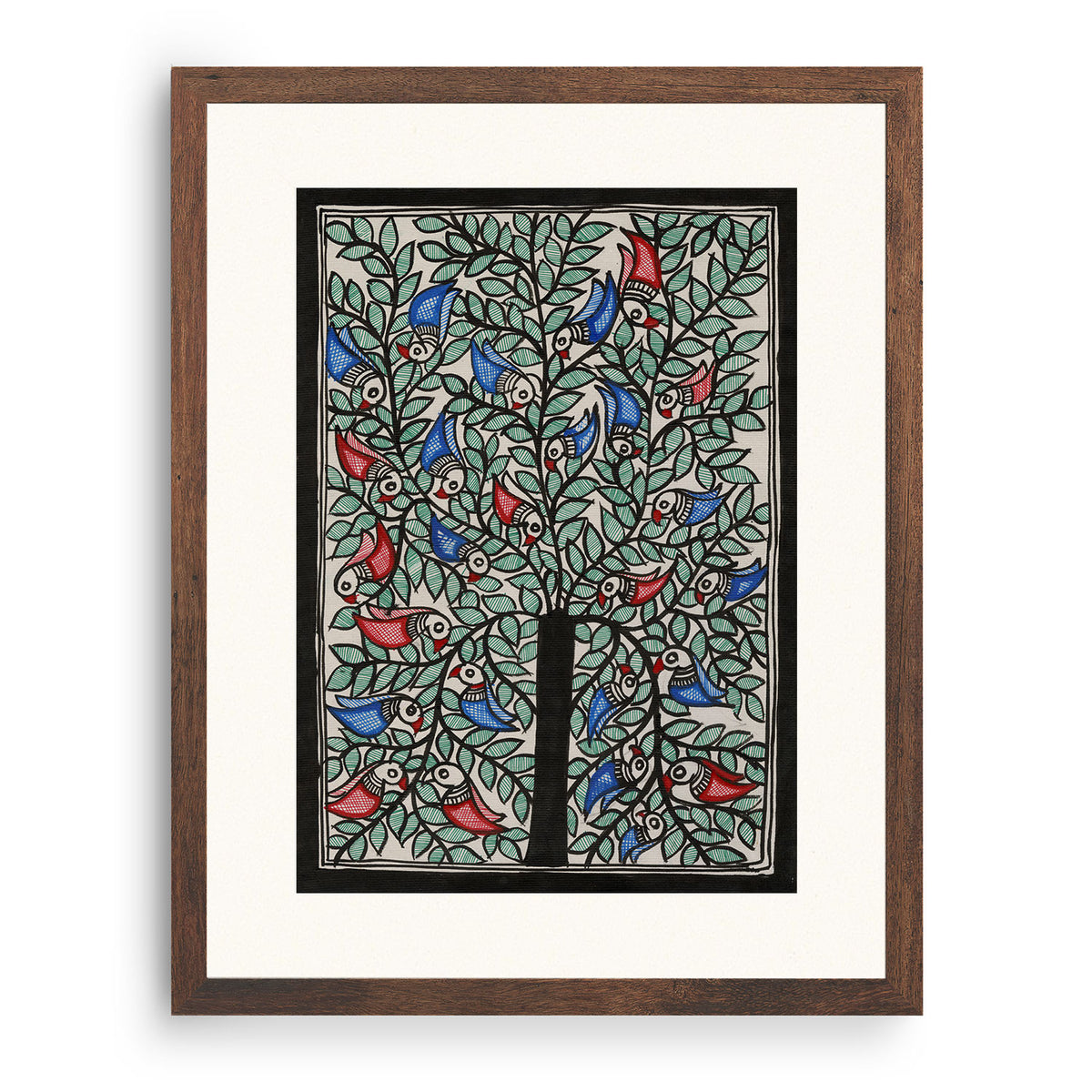 Tree and Birds Traditional Madhubani Art: Buy Madhubani Paintings & Art ...