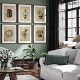 Vintage Insturments Monochrome II, Vintage Posters, Vintage Art, Set of 6
