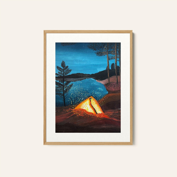 Campfire, Wall Art Print, Framed Art, Modern Art