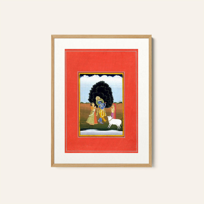 Krishna playing a flute to Radha, Rajasthani Paintings