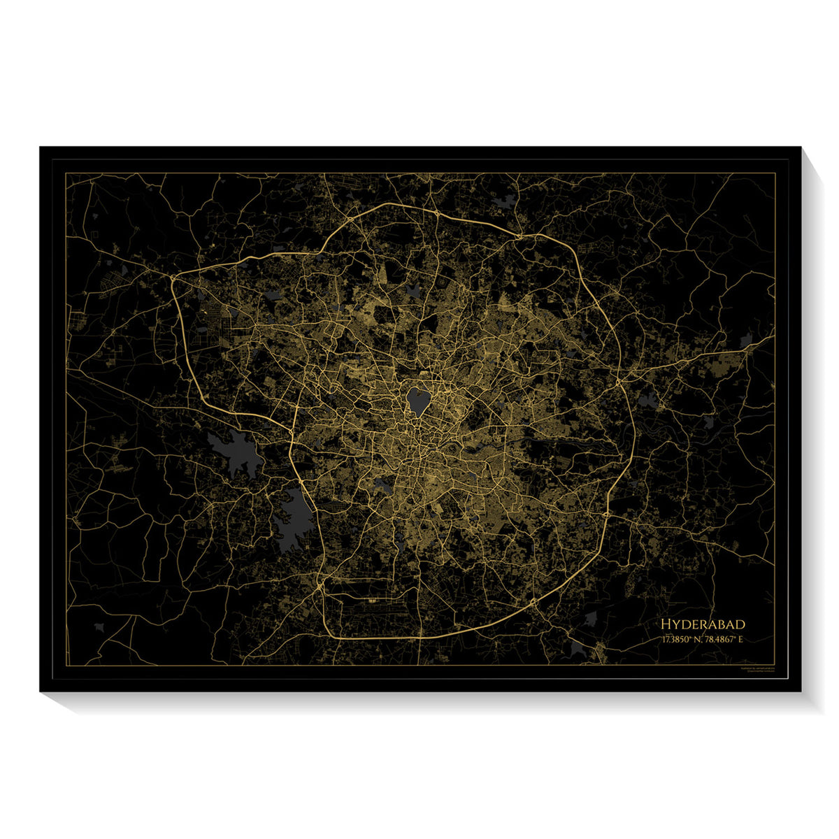 Hyderabad Map Buy Premium Framed Art Prints Online India Dessine Art