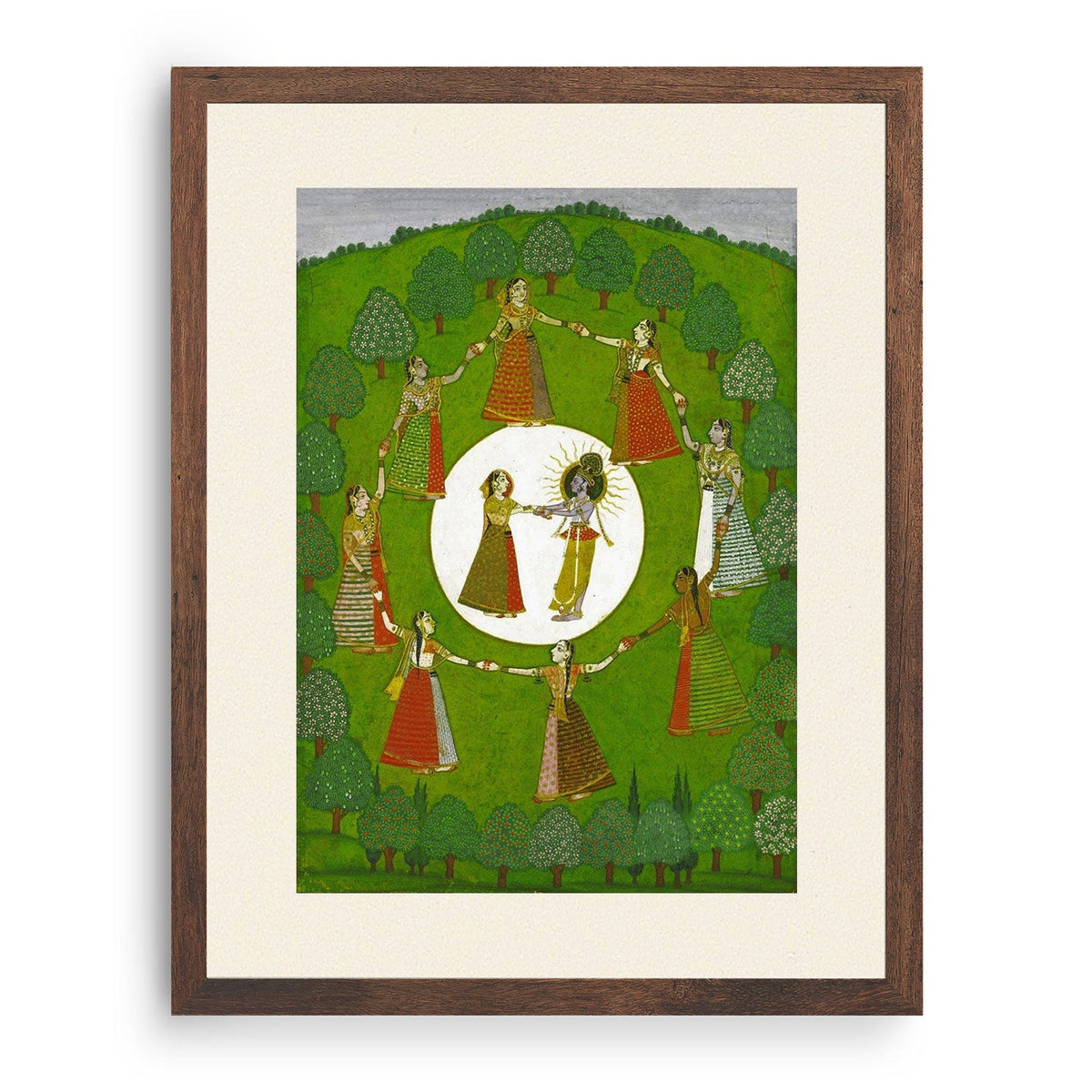 Krishna Dancing With Radha surrounded by Gopi: Buy Classical Indian ...