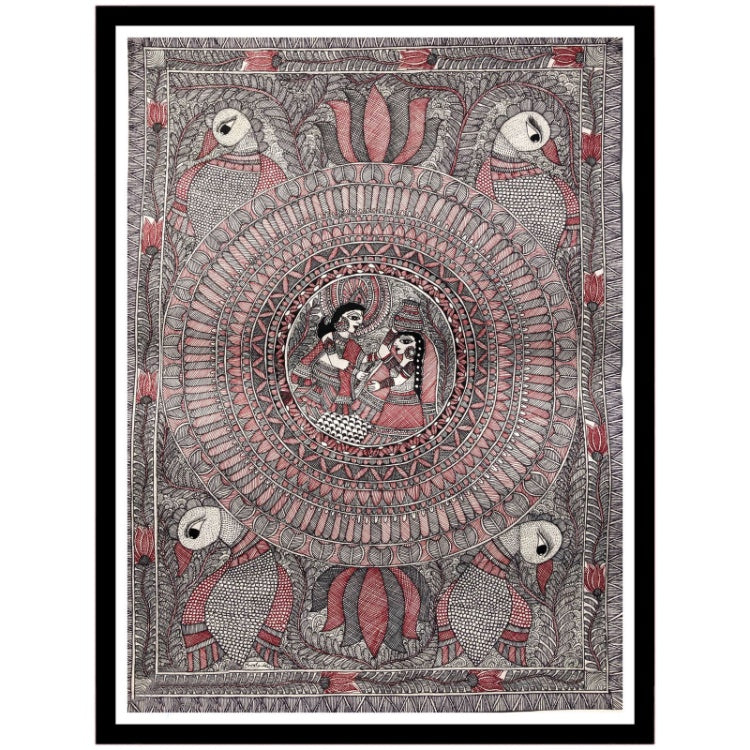 Beautiful Rajasthani Woman Madhubani Painting, Framed Art – Dessine Art