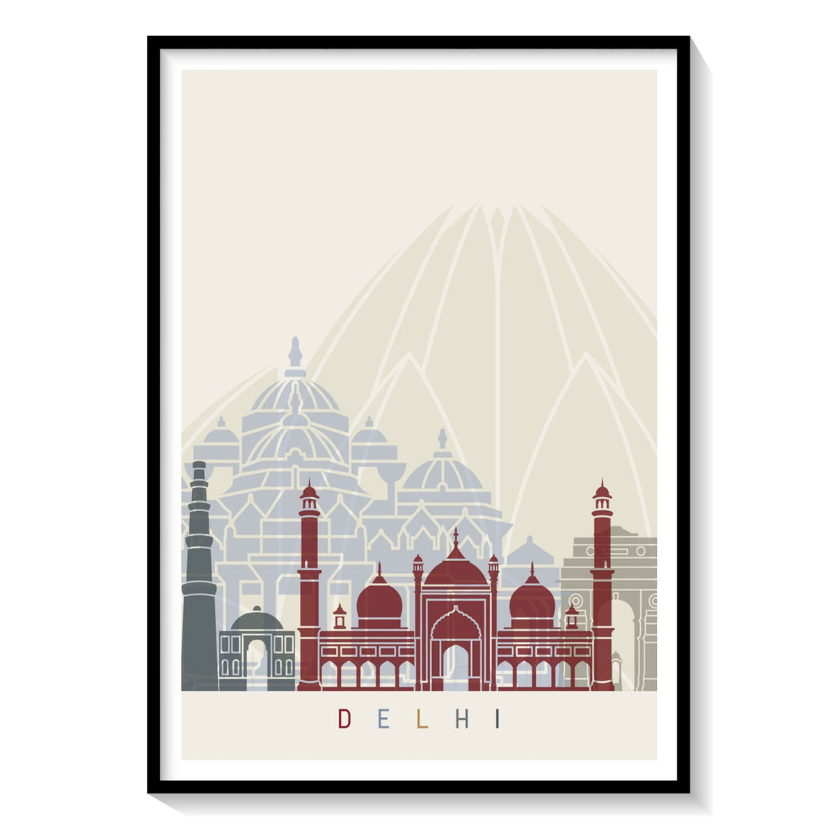 Buy Skyline India Delhi Travel Poster Art & Prints Online India at Best