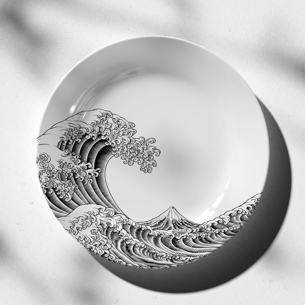 Great Waves Monochrome Decorative Wall Plate