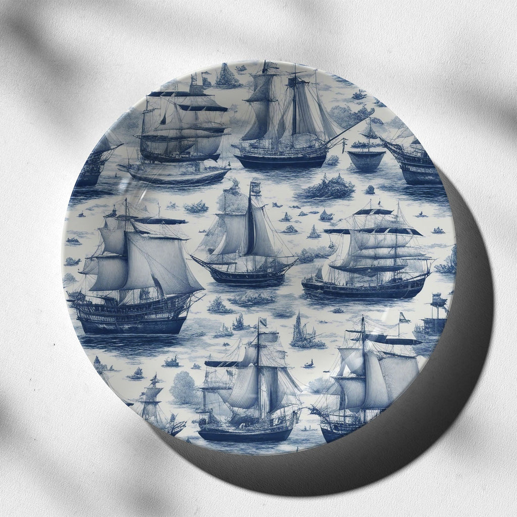 Nautical toile de jouy Decorative Wall Plate
