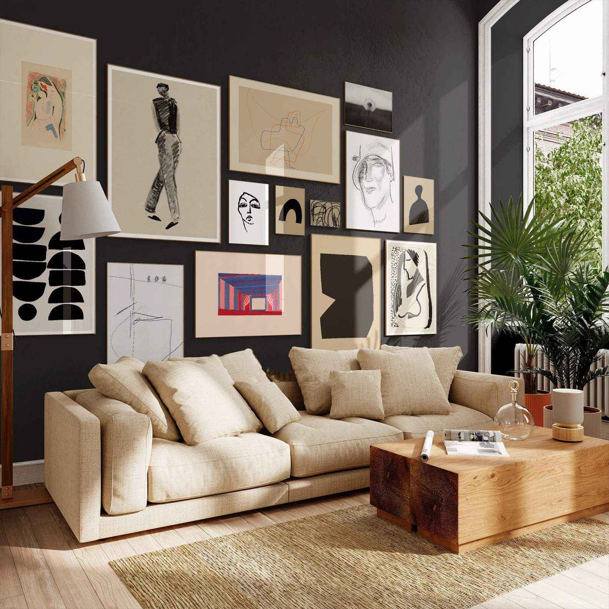 Scandinavian style wall art in a light interior