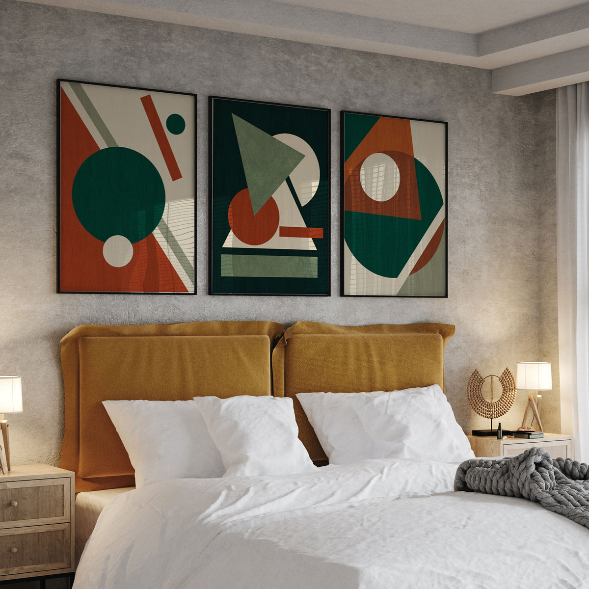 Shapes-Invert Art Set of 3 Wall Decor Abstract Painting. – Dessine Art