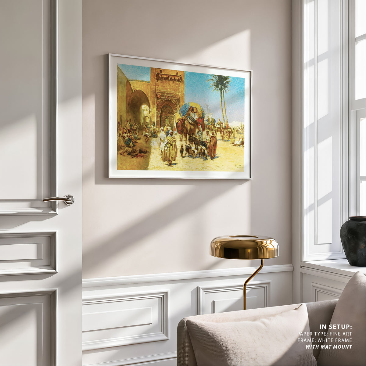 A Caravan Outside Of A Mosque, Arabic Islamic Art
