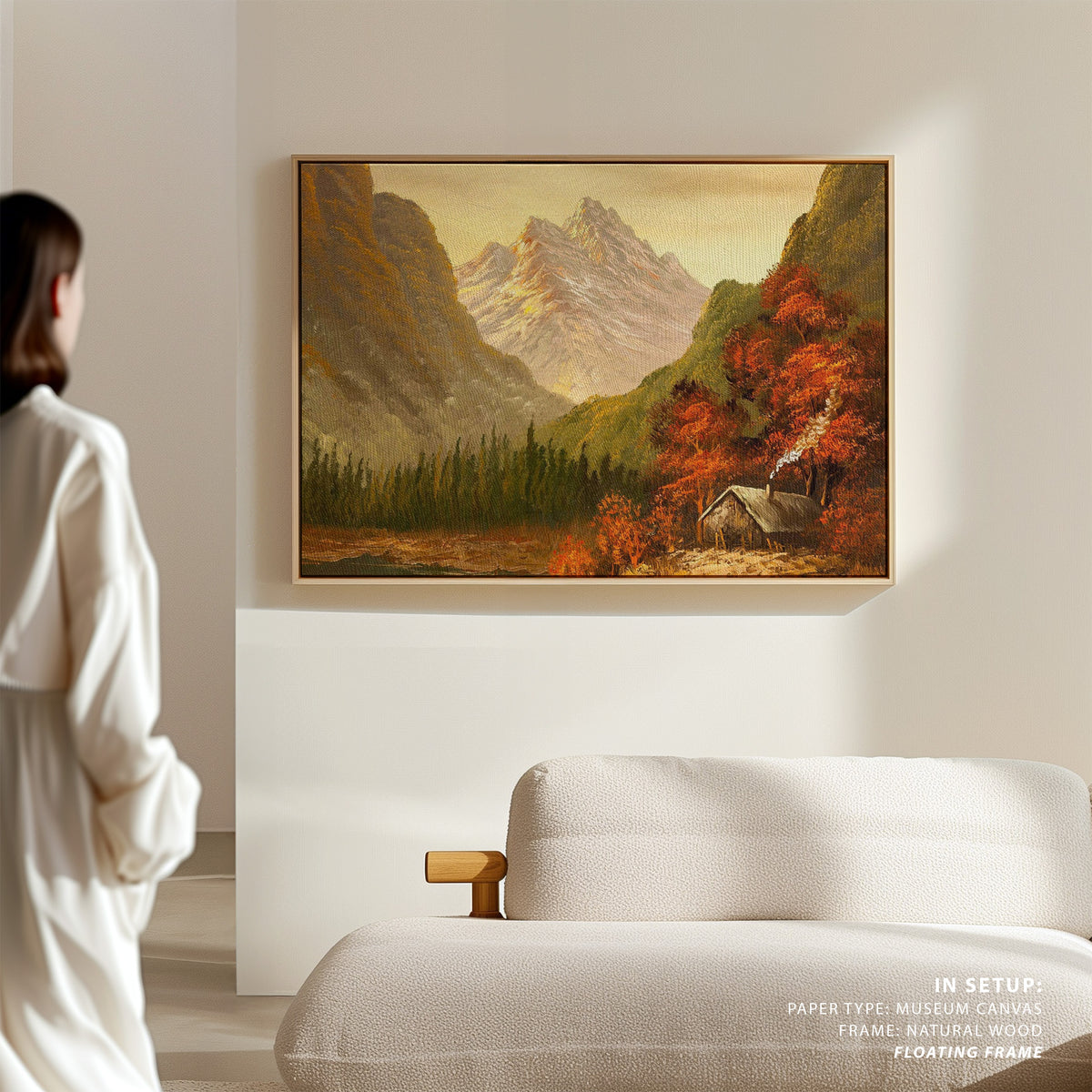 A Small Cabin near a Lake and Woods Landscape, Landscape Painting, Nature Art