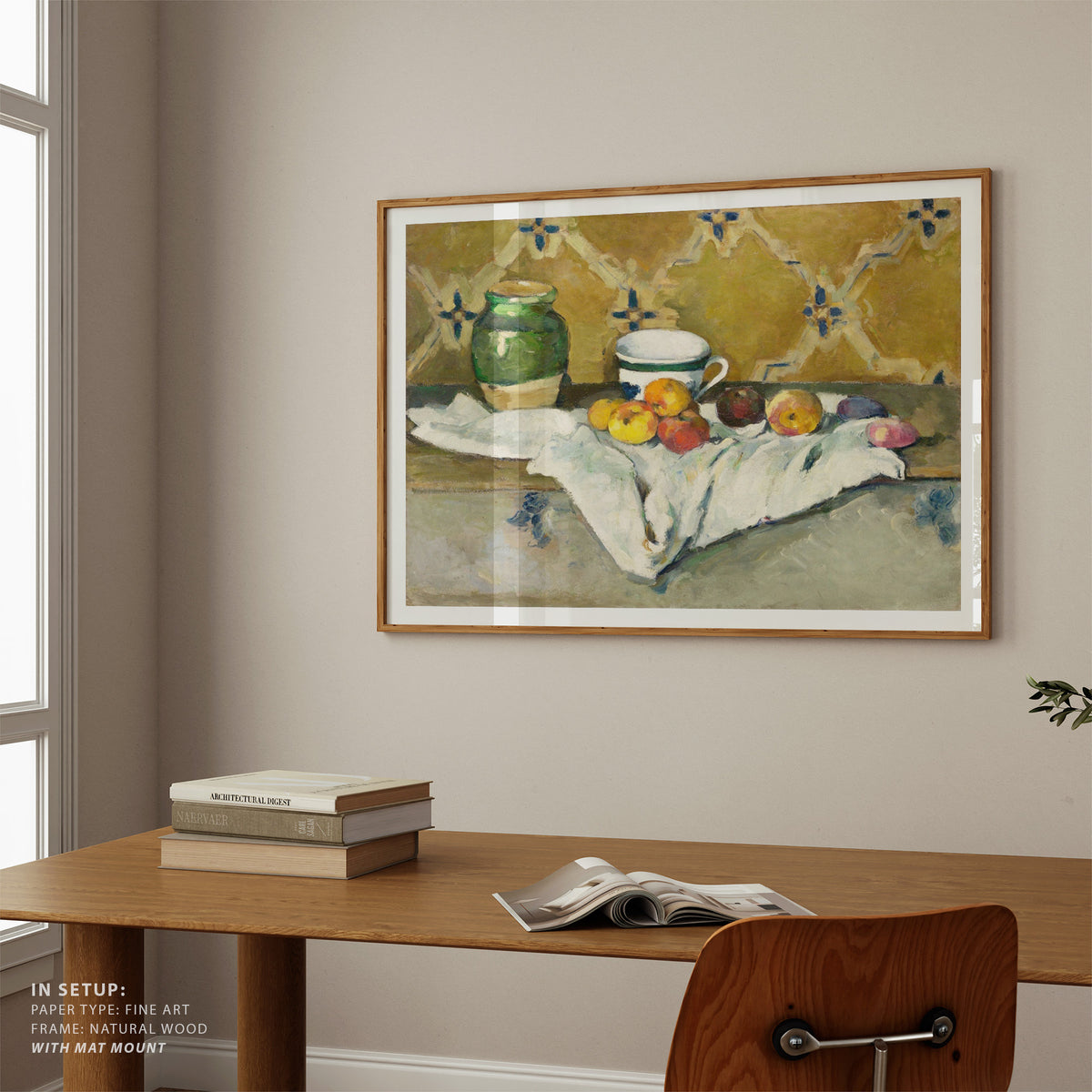 Still Life with Jar Cup and Apples, Paul Cezanne Painting