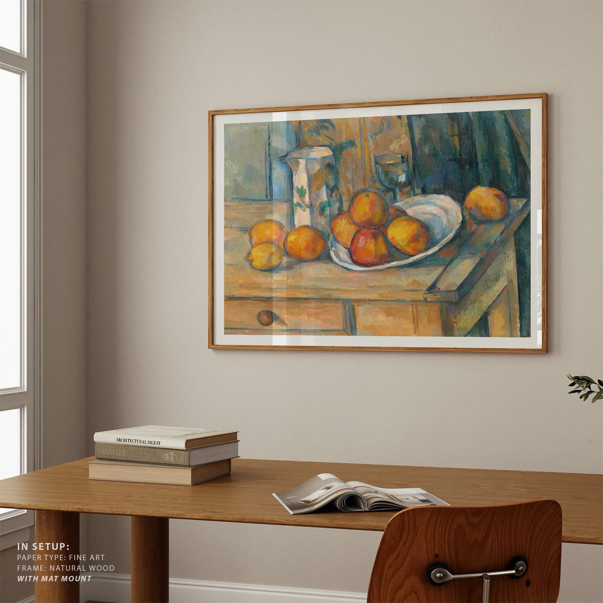 Still Life with Milk Jug and Fruit, Paul Cezanne Painting