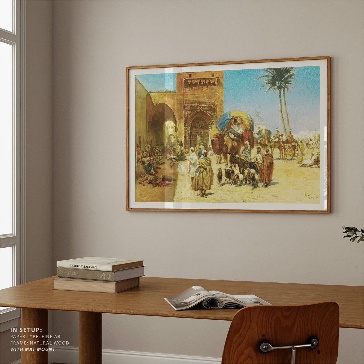 A Caravan Outside Of A Mosque, Arabic Islamic Art