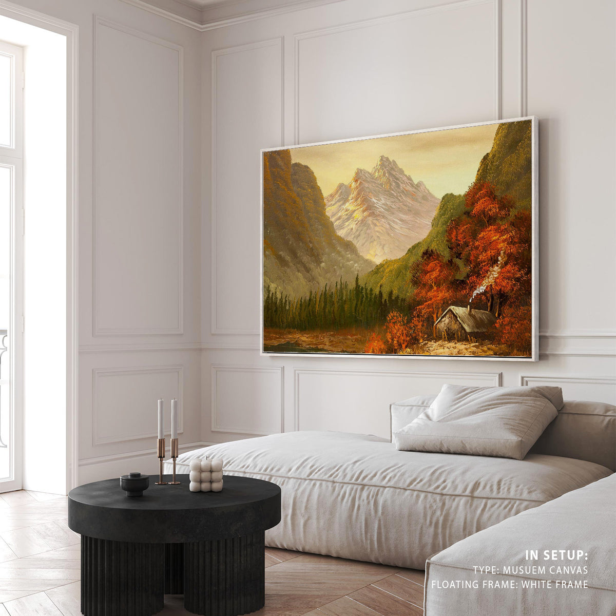 A Small Cabin near a Lake and Woods Landscape, Landscape Painting, Nature Art
