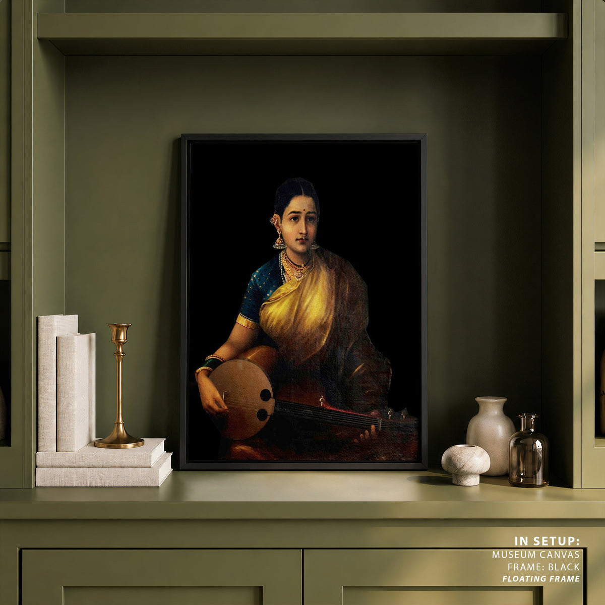 A Tamil Lady Playing the Swarbat, Ravi Varma Painting