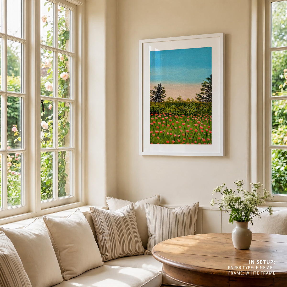 A Field Full of Tulips, Wall Art, Botanical Art, Nature Framed Art, Floral Flower Art