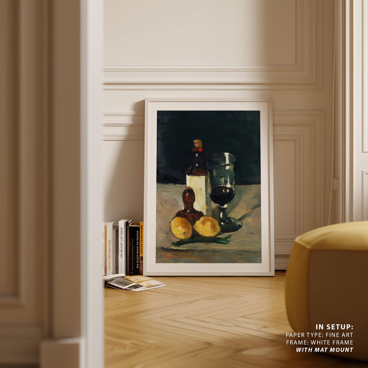 Still life with bottle glass lemons, Paul Cezanne Painting
