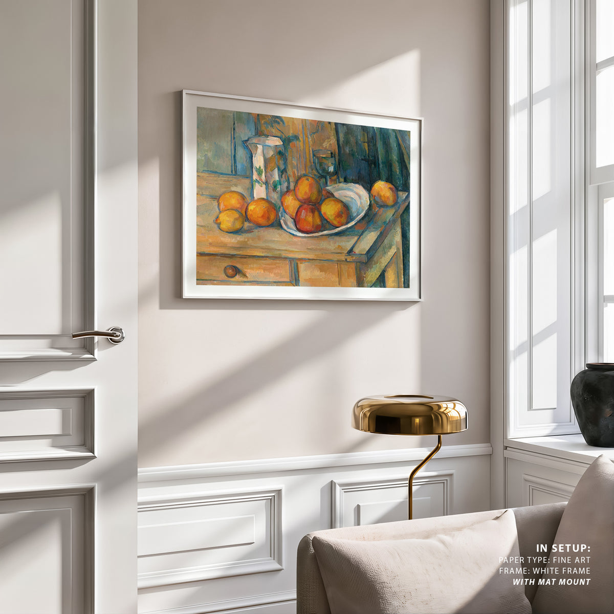 Still Life with Milk Jug and Fruit, Paul Cezanne Painting