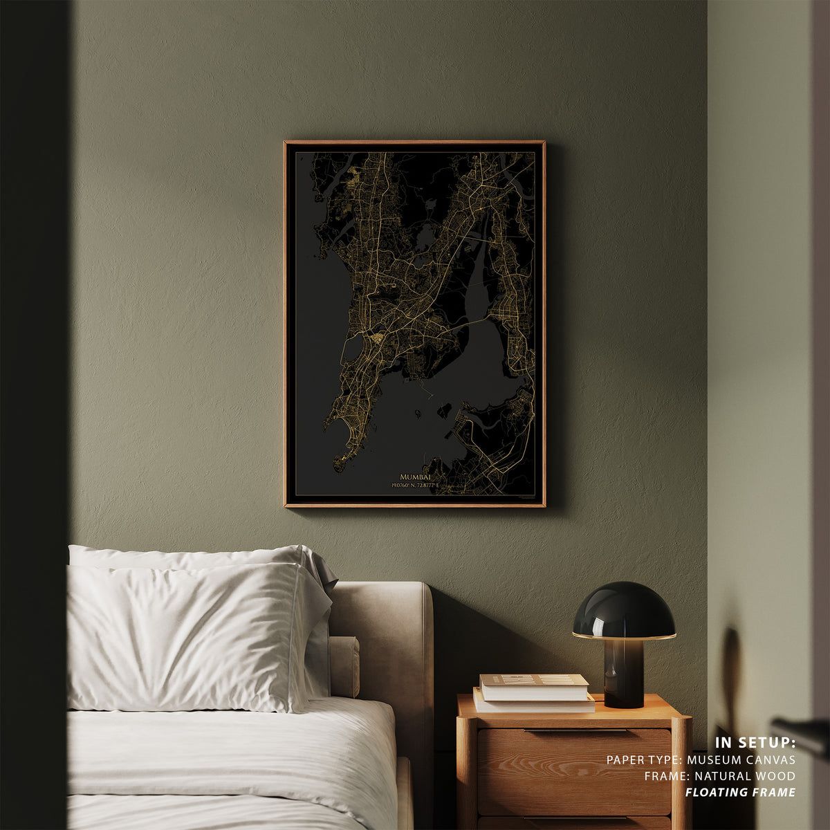 Mumbai Map Gold and Black Map, Wall Art Prints