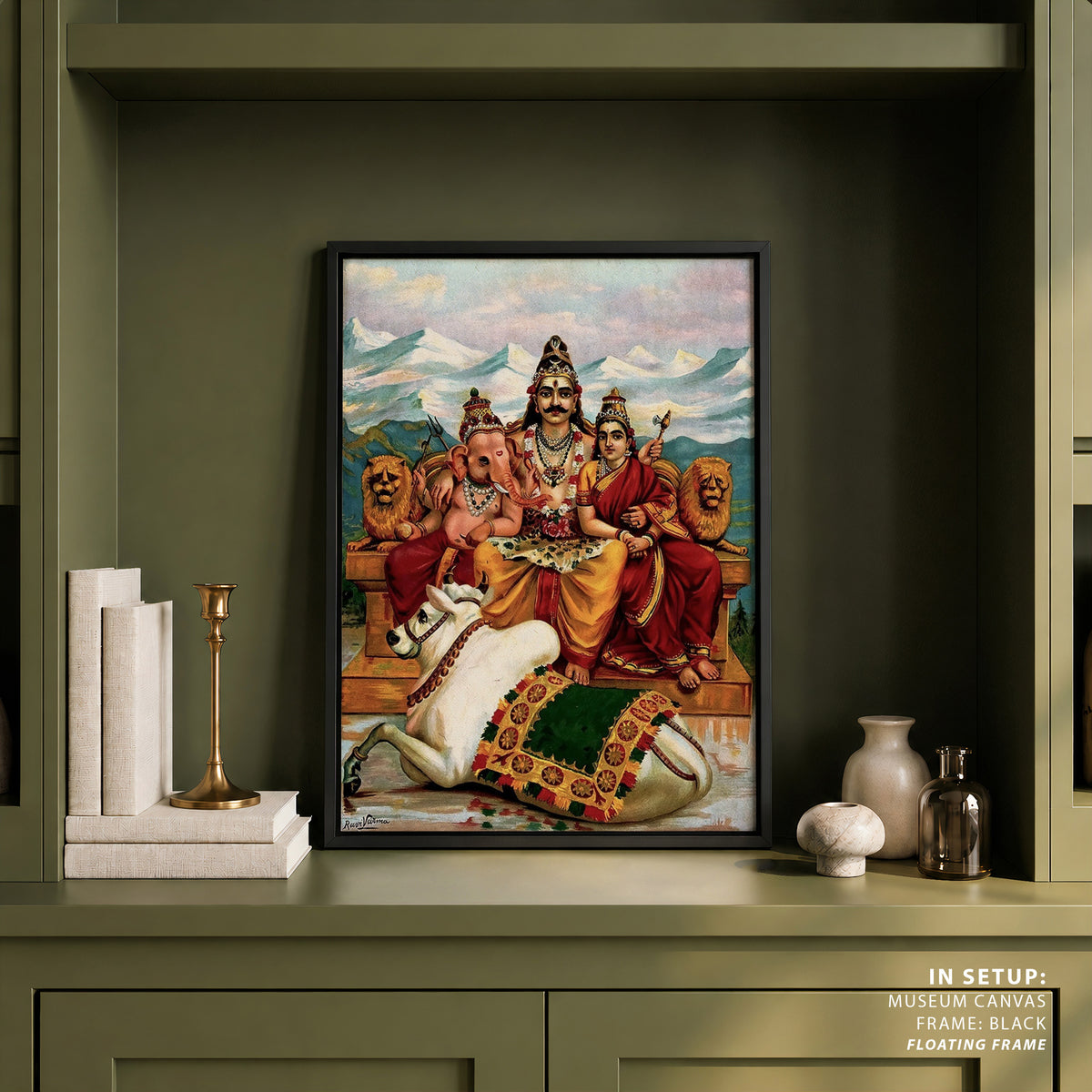 Shiva Parvati and Ganesha, Raja Ravi Varma Paintings