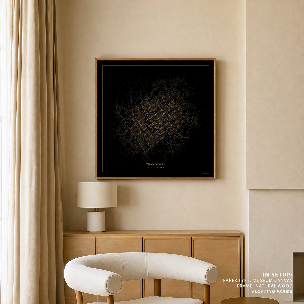 Chandigarh Map Gold and Black, Wall Art Prints