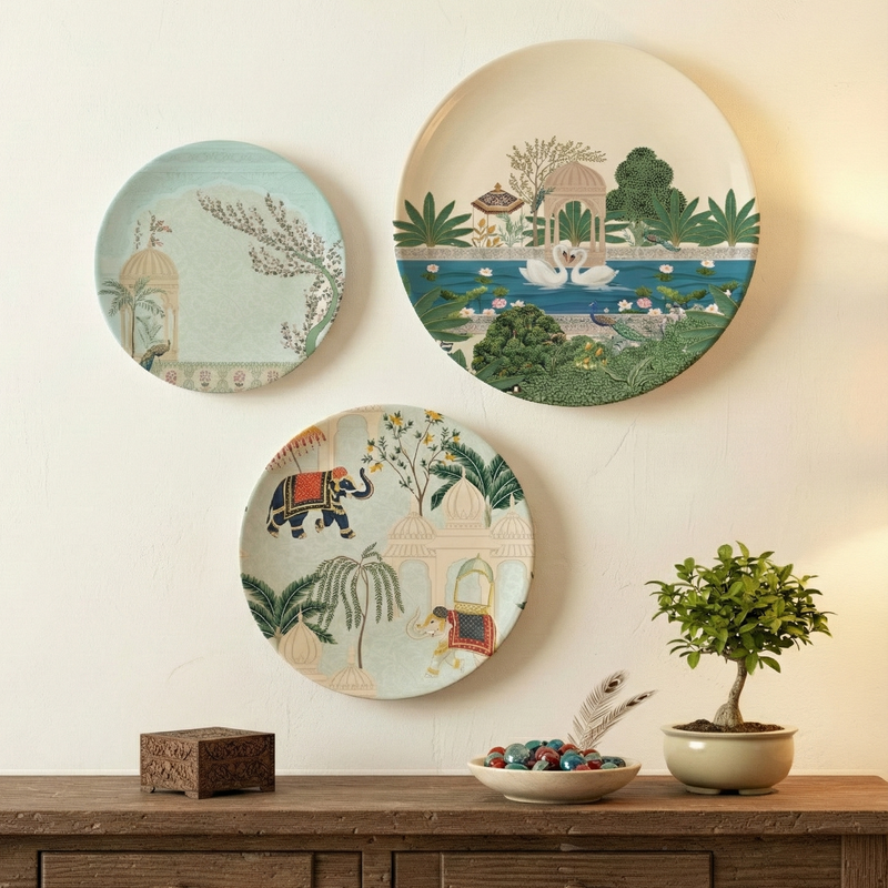 Pastel Tales Wall Decor Plate, Set of 3, Art Plate Set