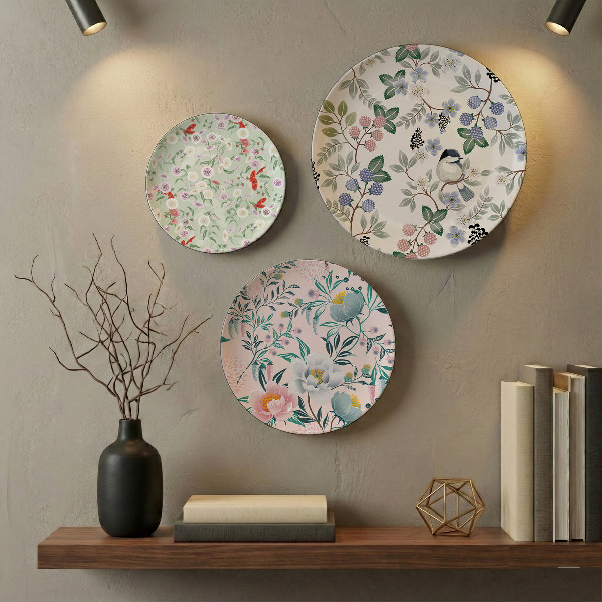 Botanical Bloom Spring Wall Decor Plate, Set of 3, Art Plate Set ...