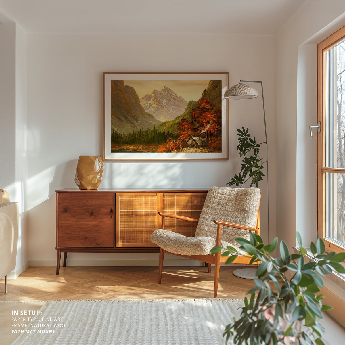 A Small Cabin near a Lake and Woods Landscape, Landscape Painting, Nature Art