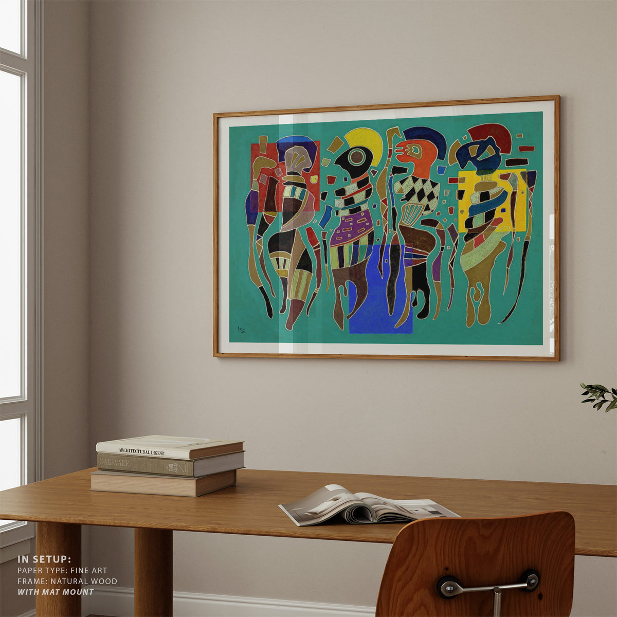 4 Figures on 3 Squares, Wassily Kandinsky Painting