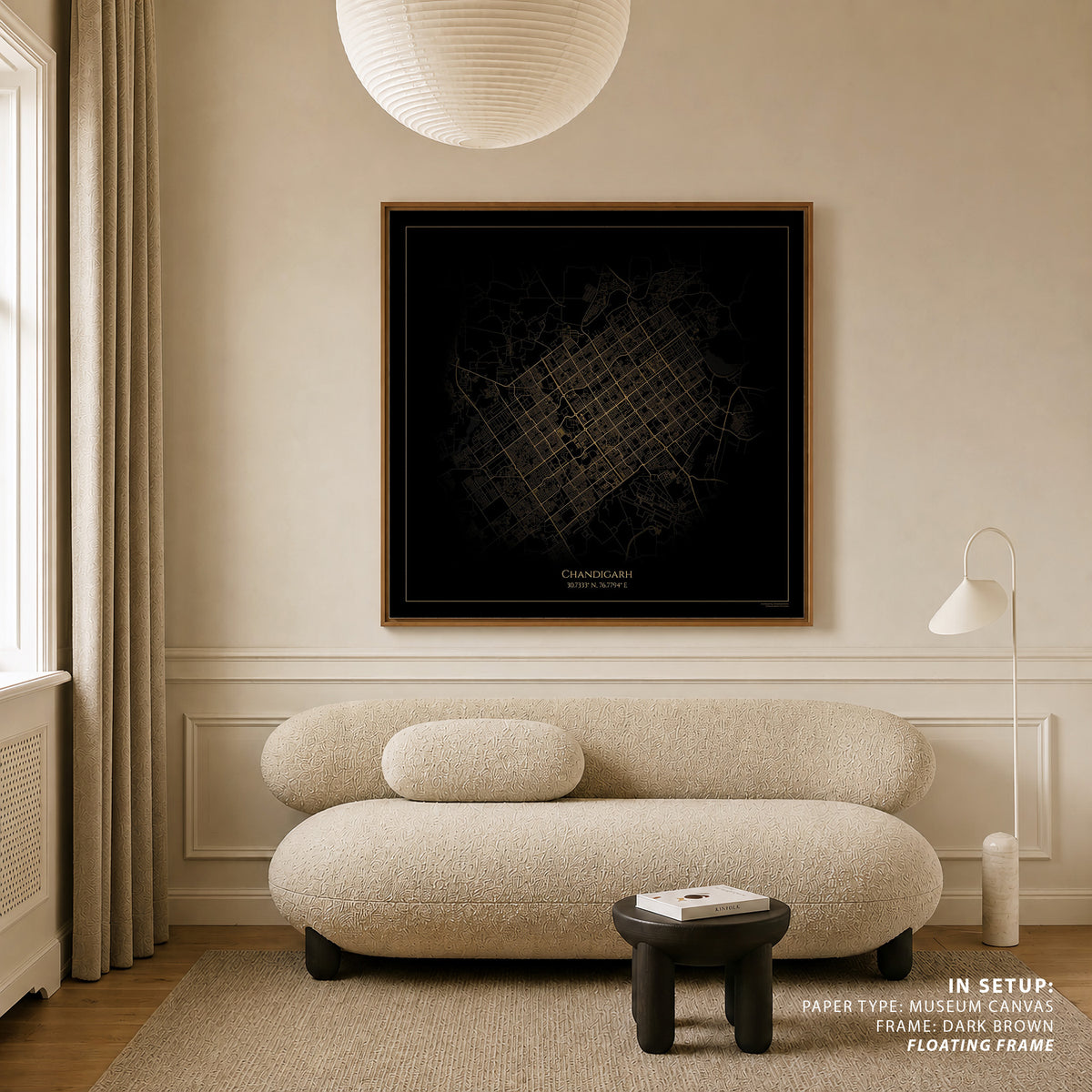 Chandigarh Map Gold and Black, Wall Art Prints