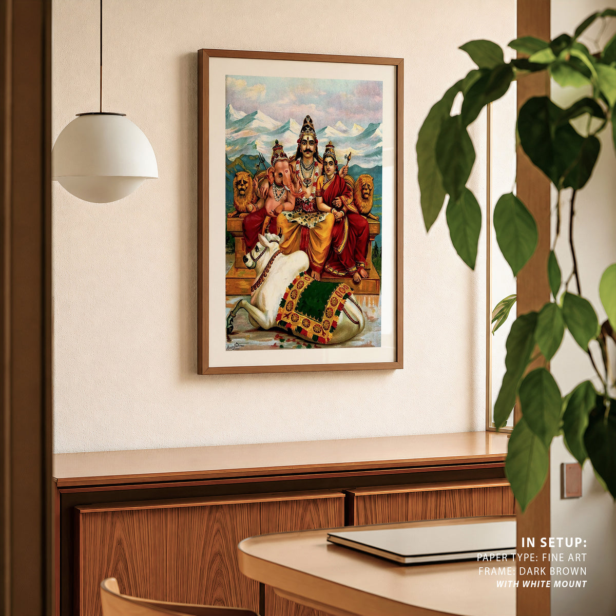 Shiva Parvati and Ganesha, Raja Ravi Varma Paintings