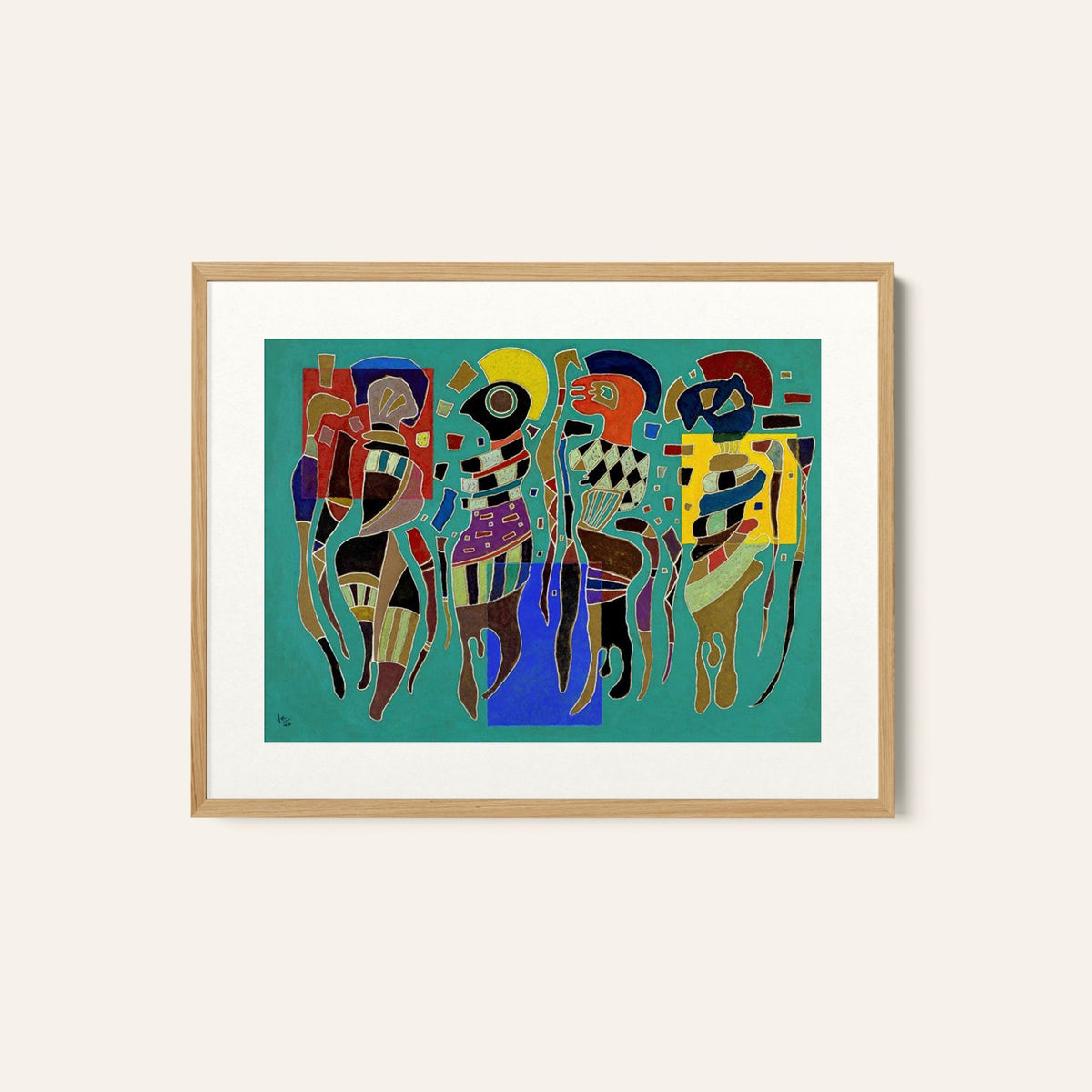 4 Figures on 3 Squares, Wassily Kandinsky Painting