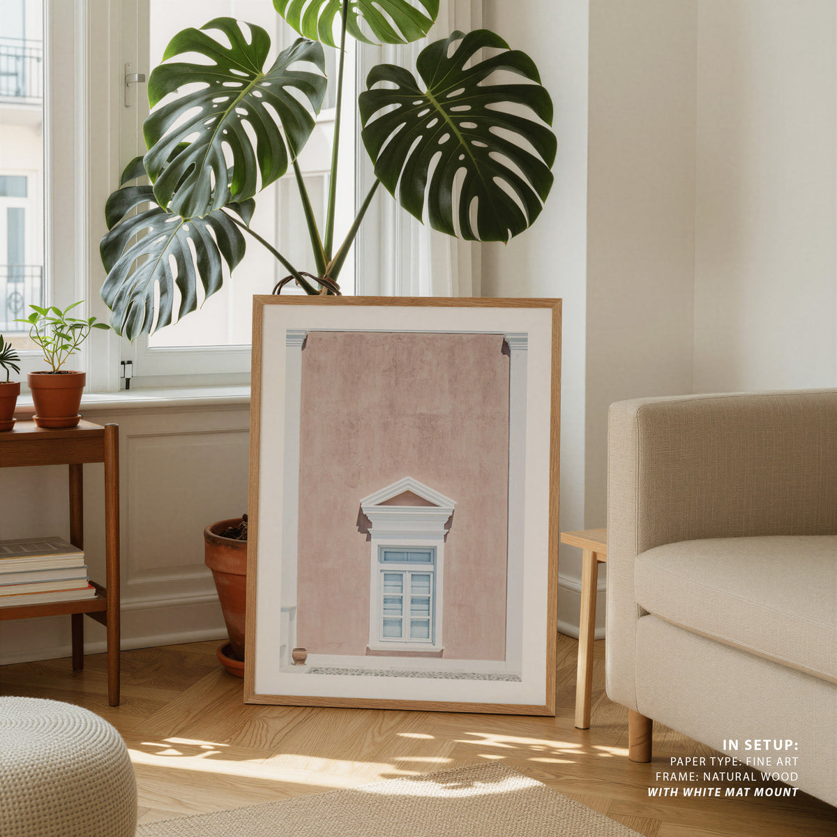 Pink wall and a pediment Photography, Photo Print