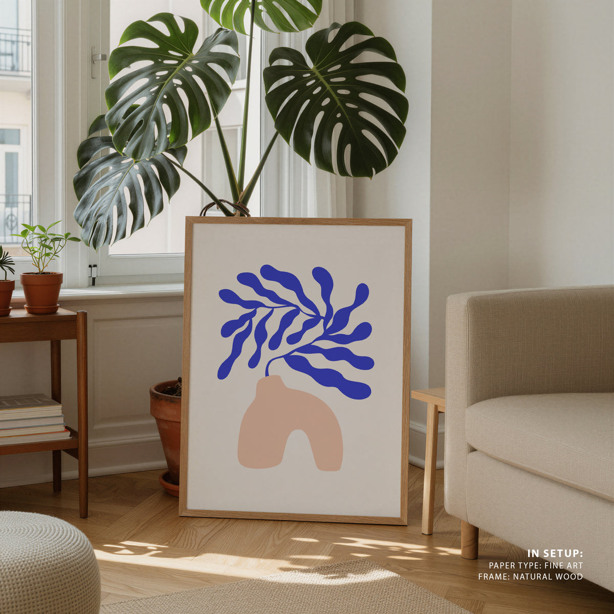 Matisse Blue Ferns, Minimalist Art Painting