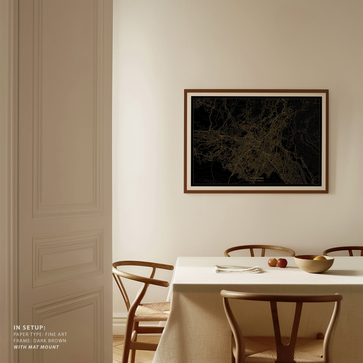 Dehradun Map Black and Gold Map, Wall Art Prints