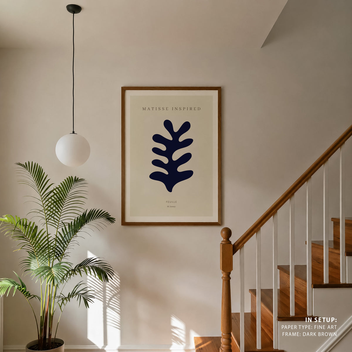 Henri Matisse Style II Feuille, Black and white Painting