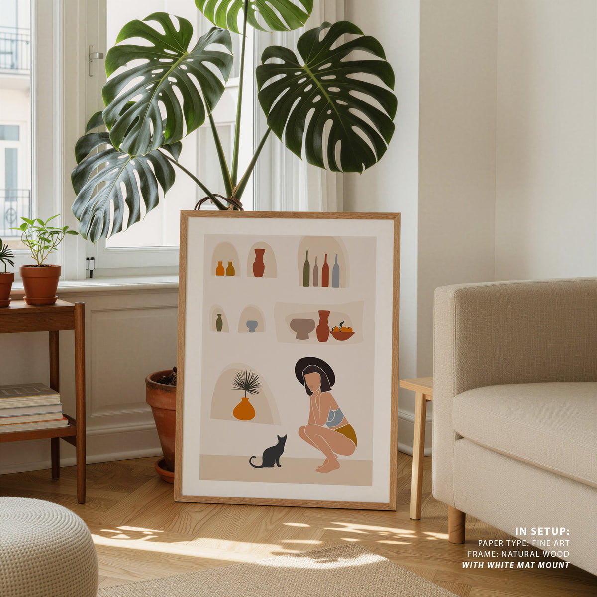 Summer with Cat, Fashion Art Painting
