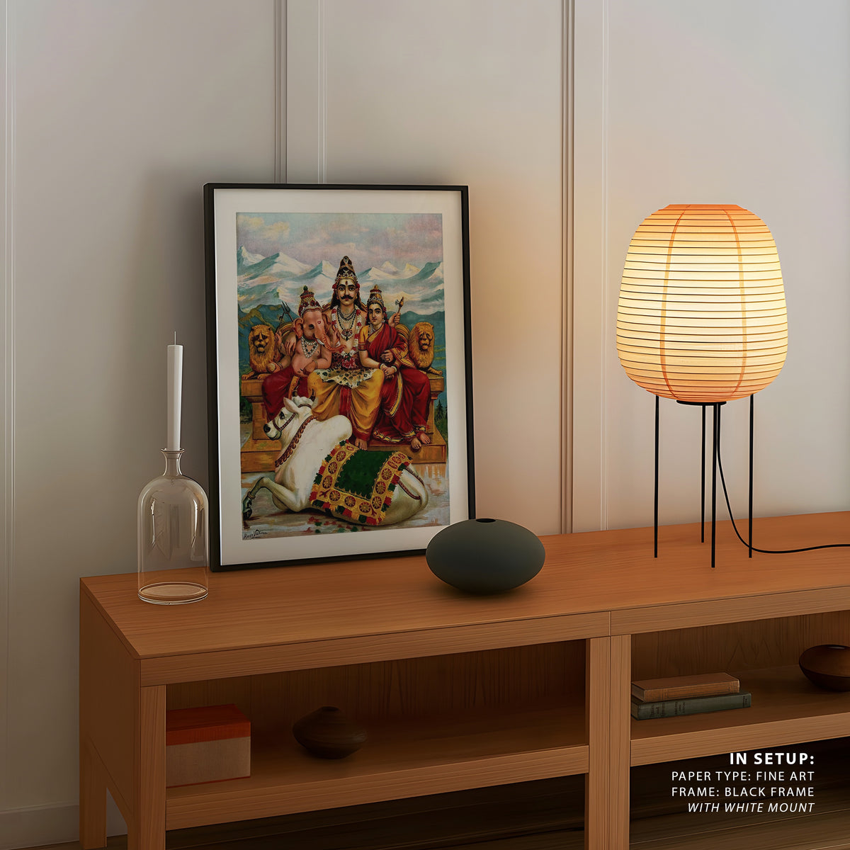 Shiva Parvati and Ganesha, Raja Ravi Varma Paintings