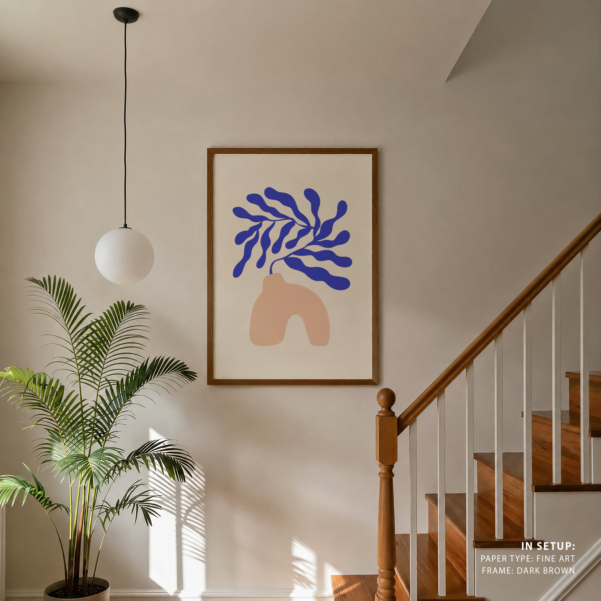 Matisse Blue Ferns, Minimalist Art Painting