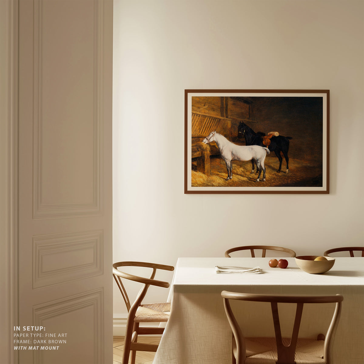 A Grey Pony and a Black Charger by Jacques Agasse, Animal Painting