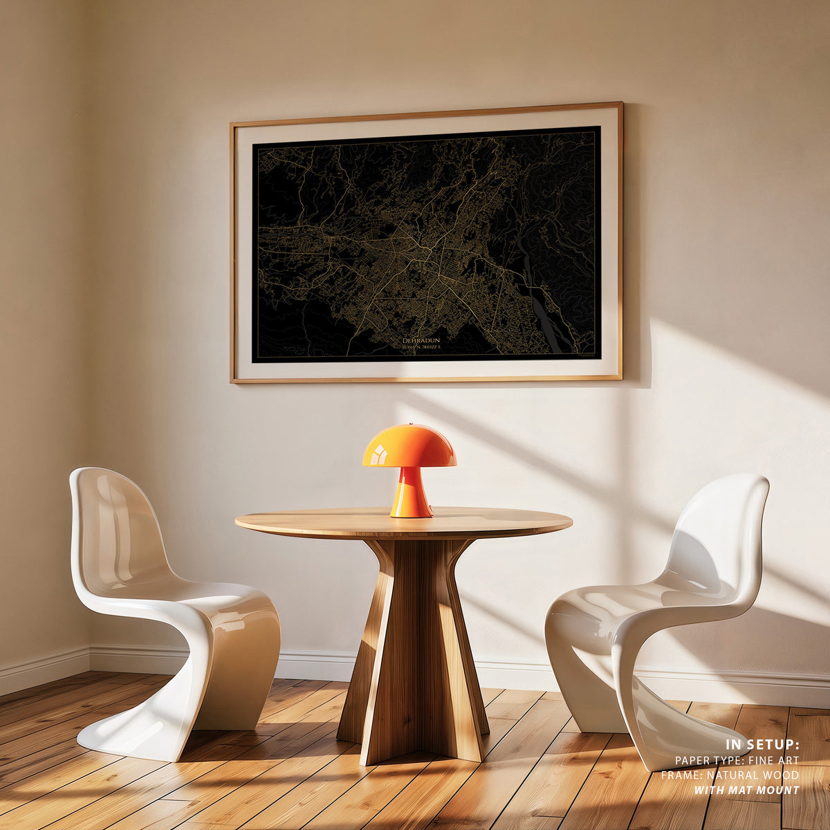 Dehradun Map Black and Gold Map, Wall Art Prints