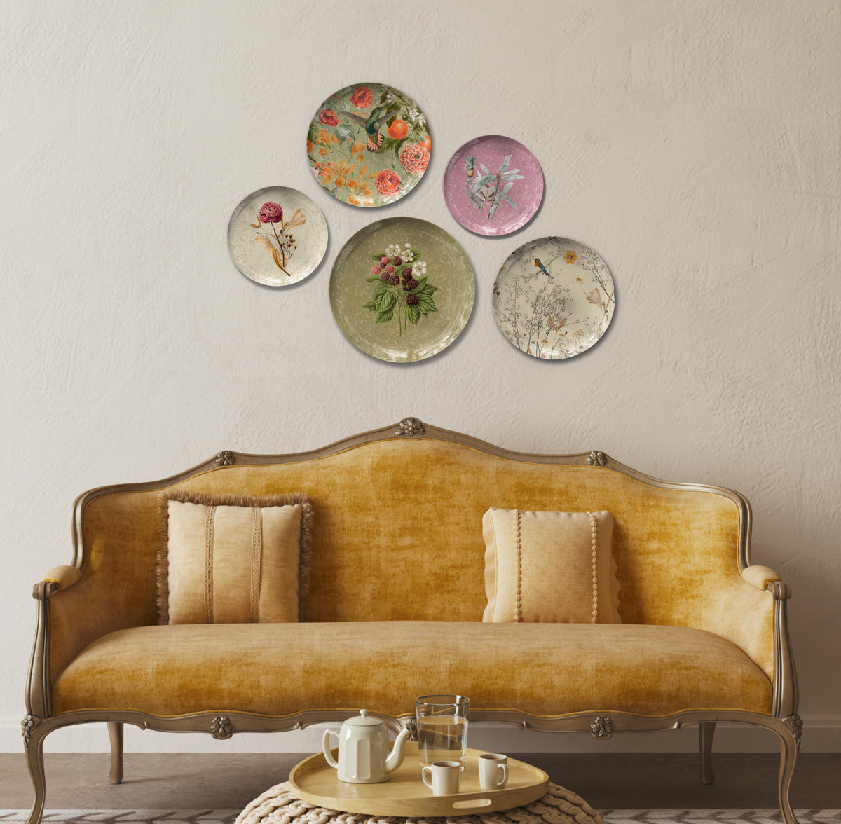 Botanic Bliss Wall Decor Plate, Set of 5, Art Plate Set