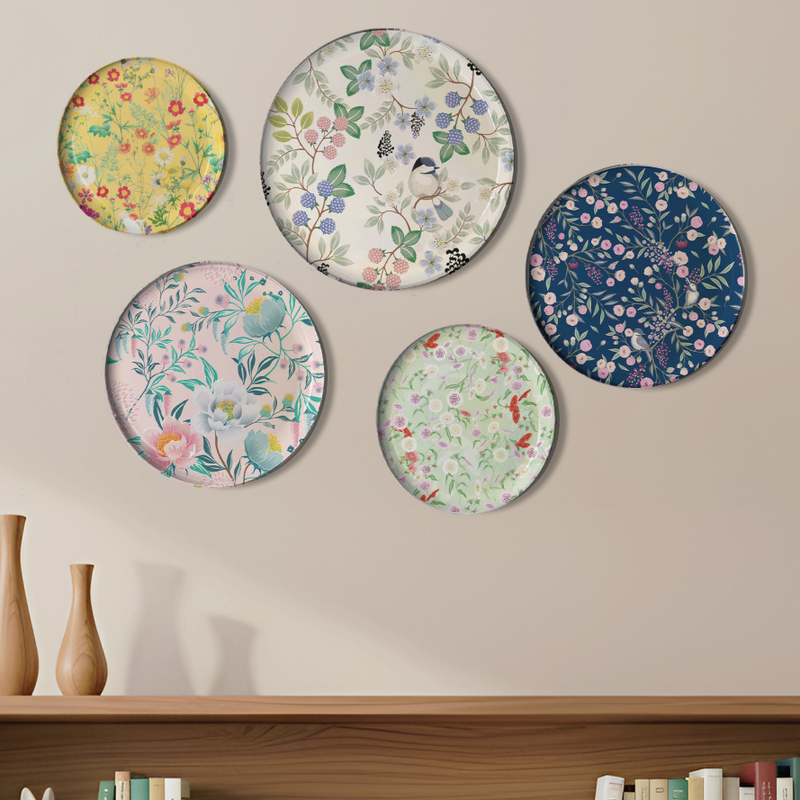 Botanical Bloom Spring Wall Decor Plate, Set of 5, Art Plate Set