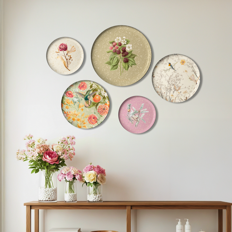 Botanic Bliss Wall Decor Plate, Set of 5, Art Plate Set