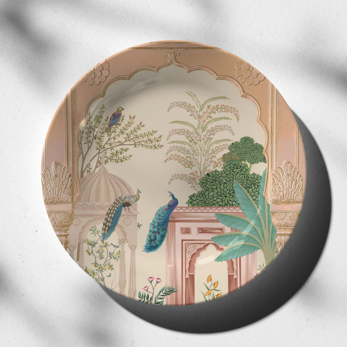Peacock in Mughal Haven II, decorative wall plate