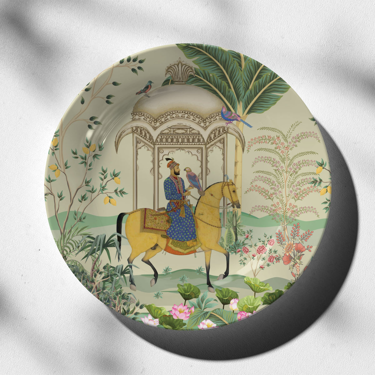 Mughal Emperor Riding a horse, decorative wall plate