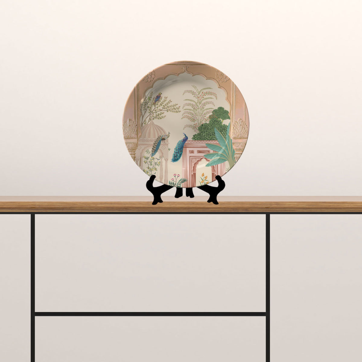 Peacock in Mughal Haven II, decorative wall plate