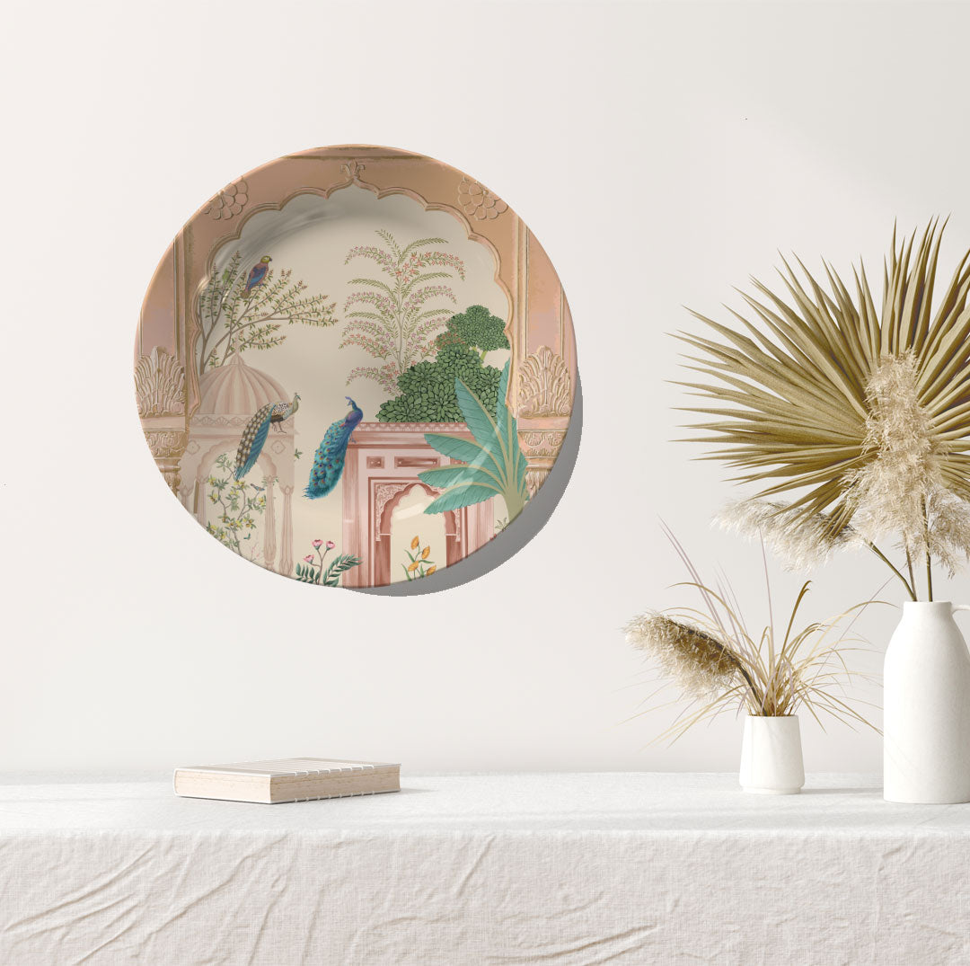 Peacock in Mughal Haven II, decorative wall plate