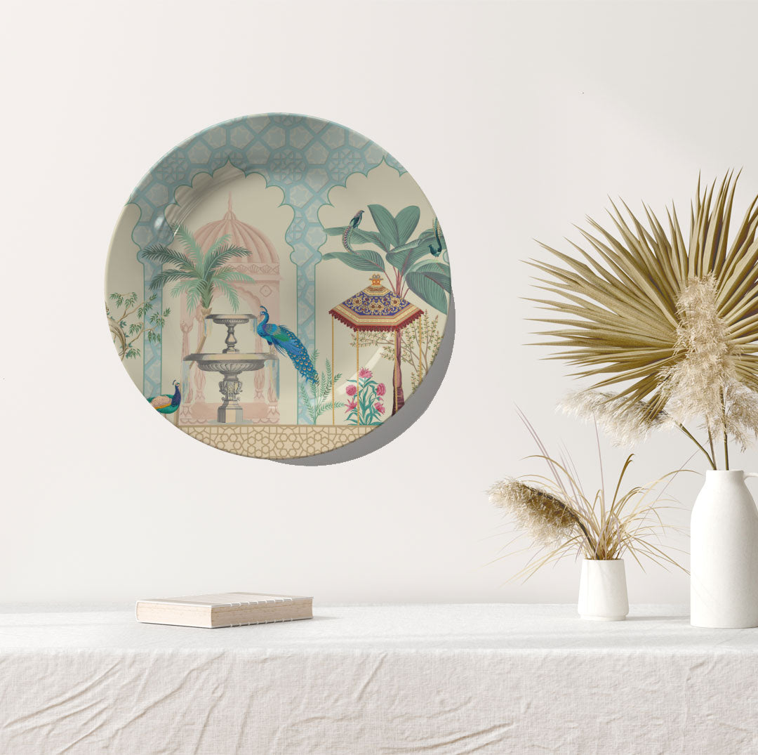 Peacock in Mughal Haven, decorative wall plate